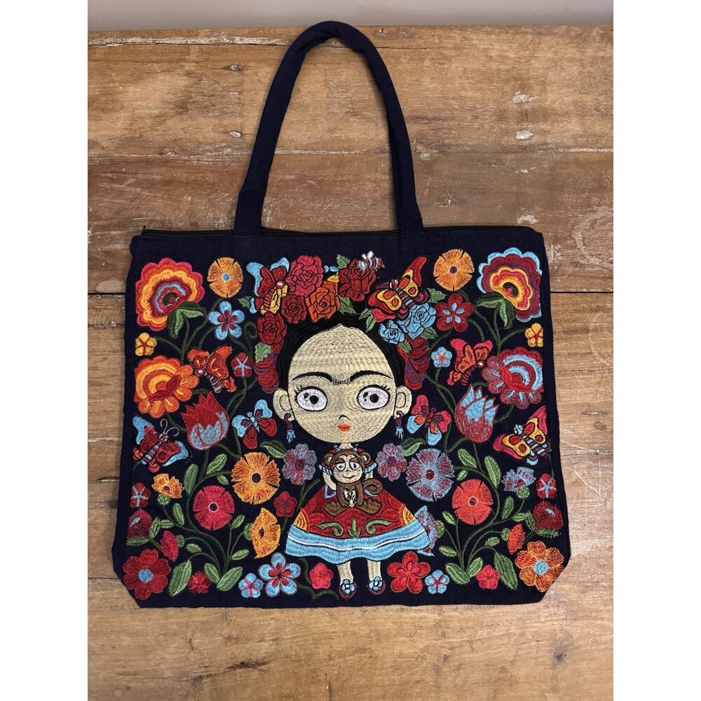 GUATEMALAN BAG W/ EMBROIDERY, FULLY LINED, NEW, HANDWOVEN, FRIDA KAHLO